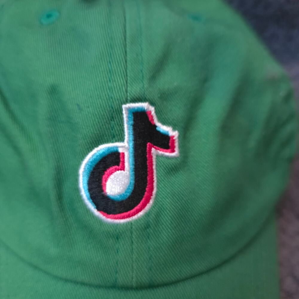 TikTok baseball cap unisex green one size promo logo dad preppy adjustable